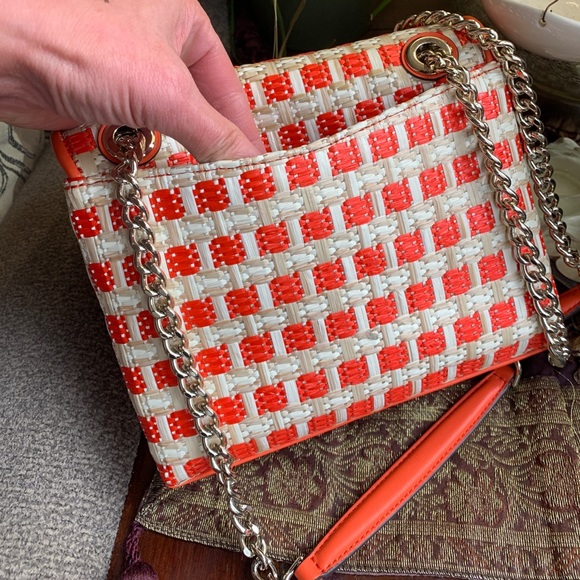 Authentic KATE SPADE Straw/Leather Flap turnlock crossbody/Shoulder bag - Picture 5 of 16